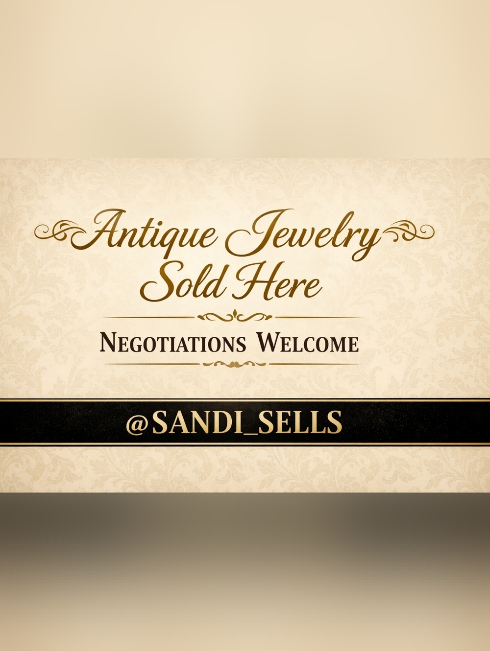 Coro Gold and Beige Antique Jewelry Sign